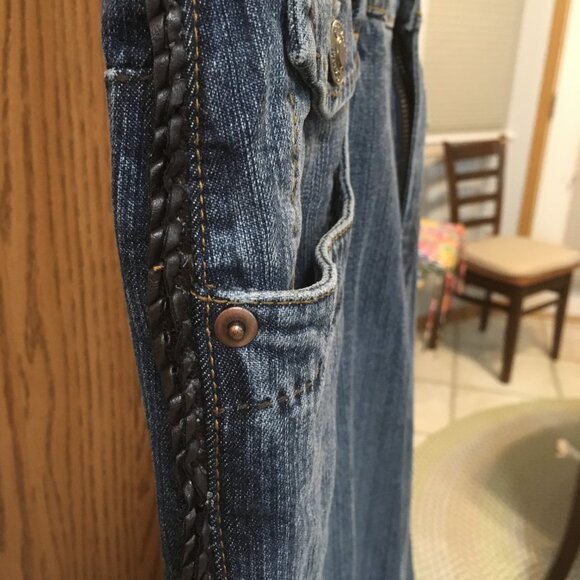 COLDWATER CREEK BLUE JEANS W/BLACK ROPE DESIGN ON SIDES. SZ. 14 - Picture 5 of 8